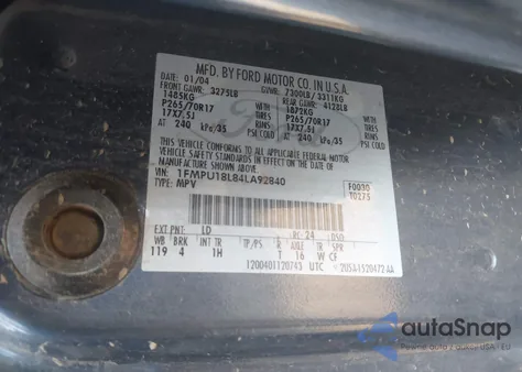 2004 Ford Expedition Eddie Bauer z USA, uszkodzony, nr VIN 1FMPU18L84LA92840